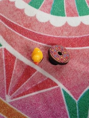 Yellow Duck and Pink Sprinkles Donut Charm Pair